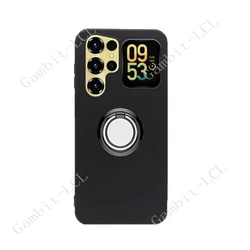 Premium Soft Silicone Phone Case with Back Ring Holder Bracket for Oukitel C68 Plus (Ring Case Black)