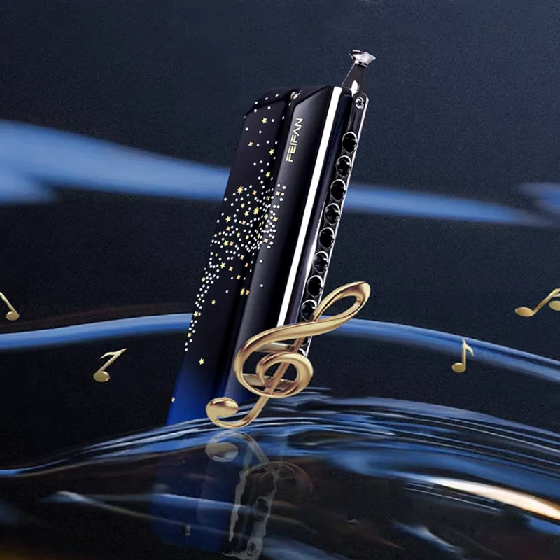 Feifan Chromatic Harmonica 16 Holes Harp YW64 Professional Armonica Mouth Organ Starry Sky Cover Instrumentos Musical Instrument