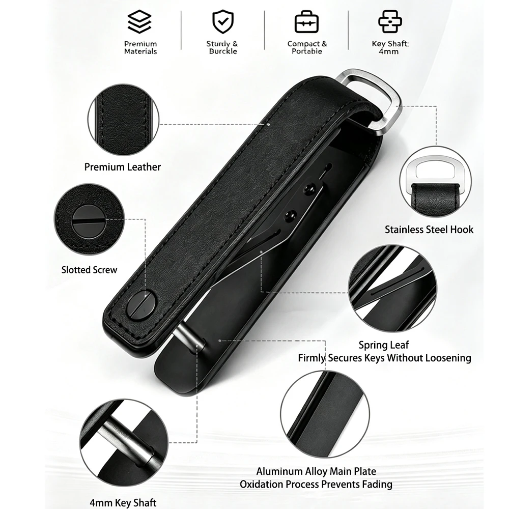 All-in-One Compact Aluminum Outdoor Keychain and Leather Organizer