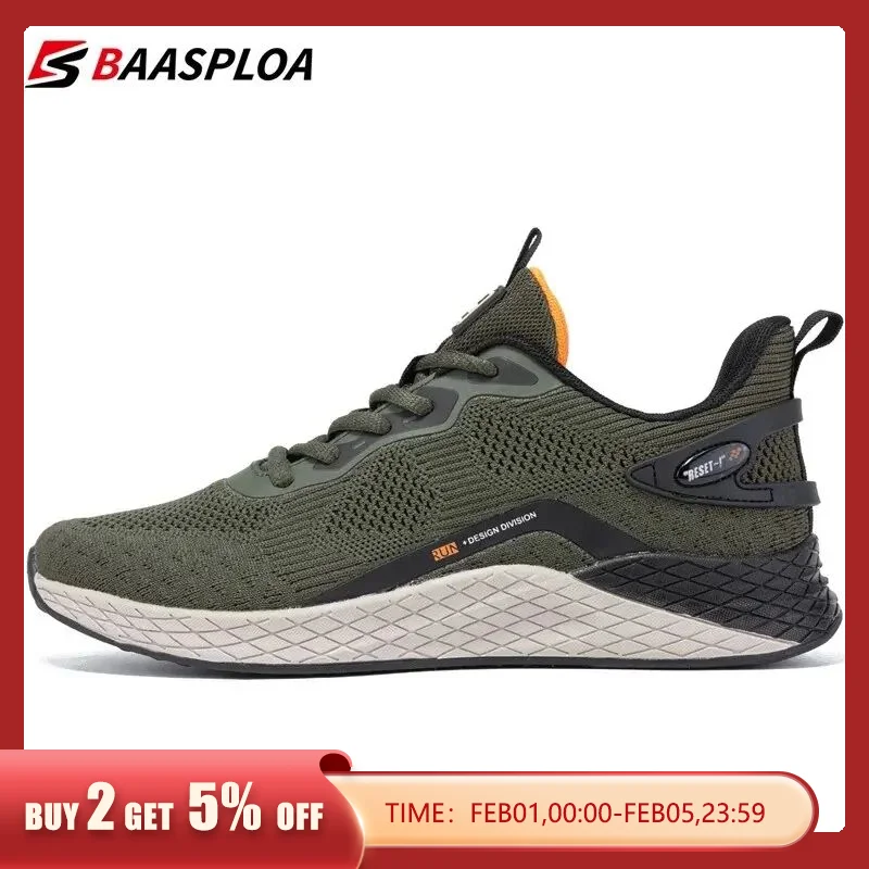  Baasploa Men Casual Sneakers New Fashion Lightweight Sport Shoes For Men Mesh Breathable Running Shoes Non-slip Free Shipping 