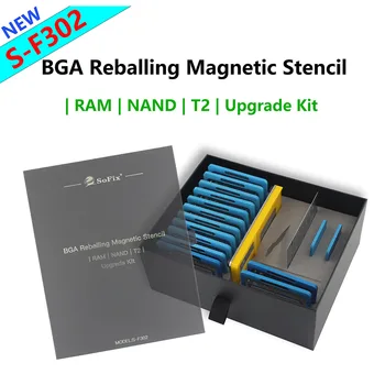 Sofix-BGA Reballing Jig, S-F302, estênceis completos para aplicar bolas de solda para chips BGA, incluindo NAND RAM e estênceis T2