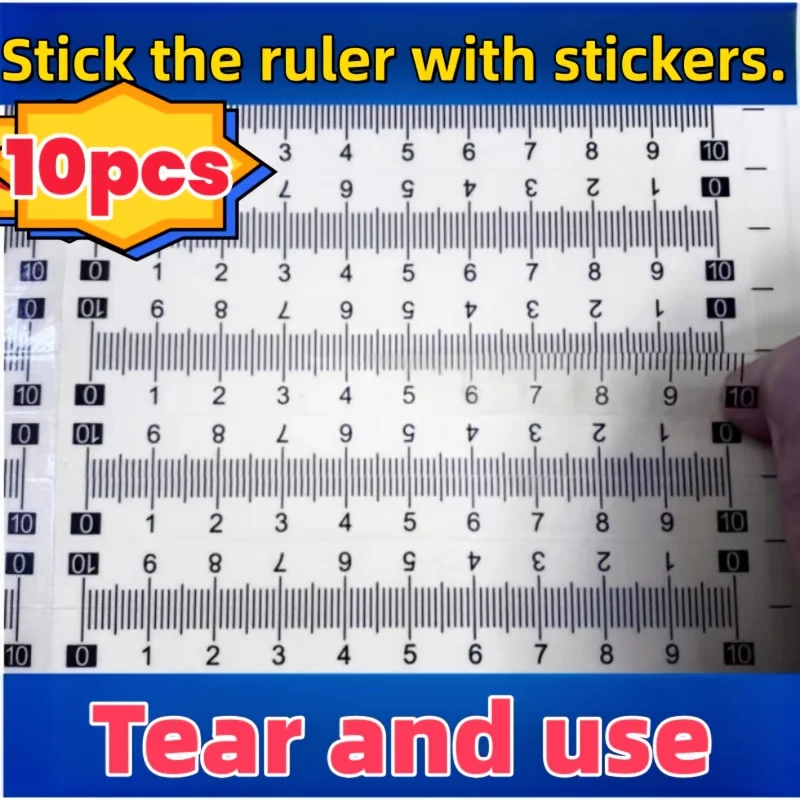10-piece Self-adhesive Ruler Set Measuring Tool For Office Study Sewing