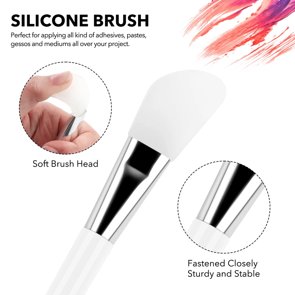 Multifunction Silicone Craft Brush Reusable Resin Epoxy Brushes Set Spreading Tool Spatula Mixed Media Brushes DIY Resin Crafts