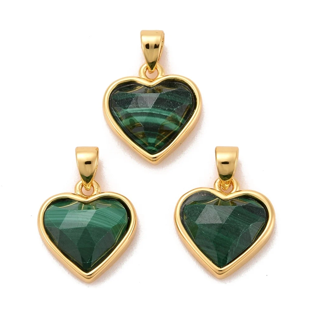 5Pcs Heart Natural Malachite Charms Pendants For Bracelet Necklace Diy Jewelry Making Crafts Decor Accessories 12X11.5X5Mm