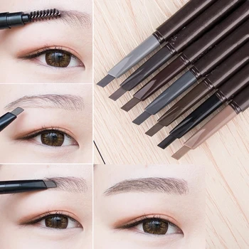 5 색 더블 엔드 눈썹 펜슬, 방수, 오래 지속, 개화 없음, 회전식 삼각형, 눈썹, 문신 펜, 메이크업, 1 개