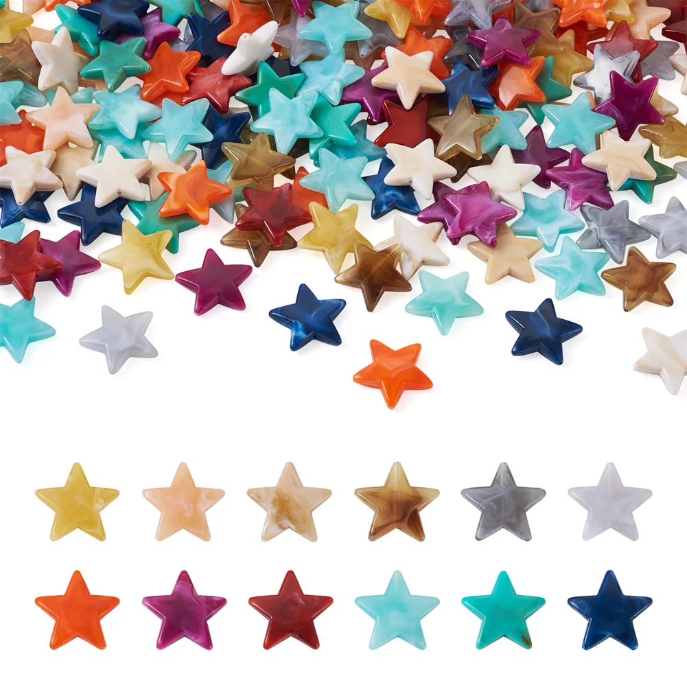 

240Pcs Two Tone Acrylic Beads Imitation Gemstone Star Spacer Beads For Women Bracelet Necklace DIY Jewelry Mkaing 20.5x22x4.5mm