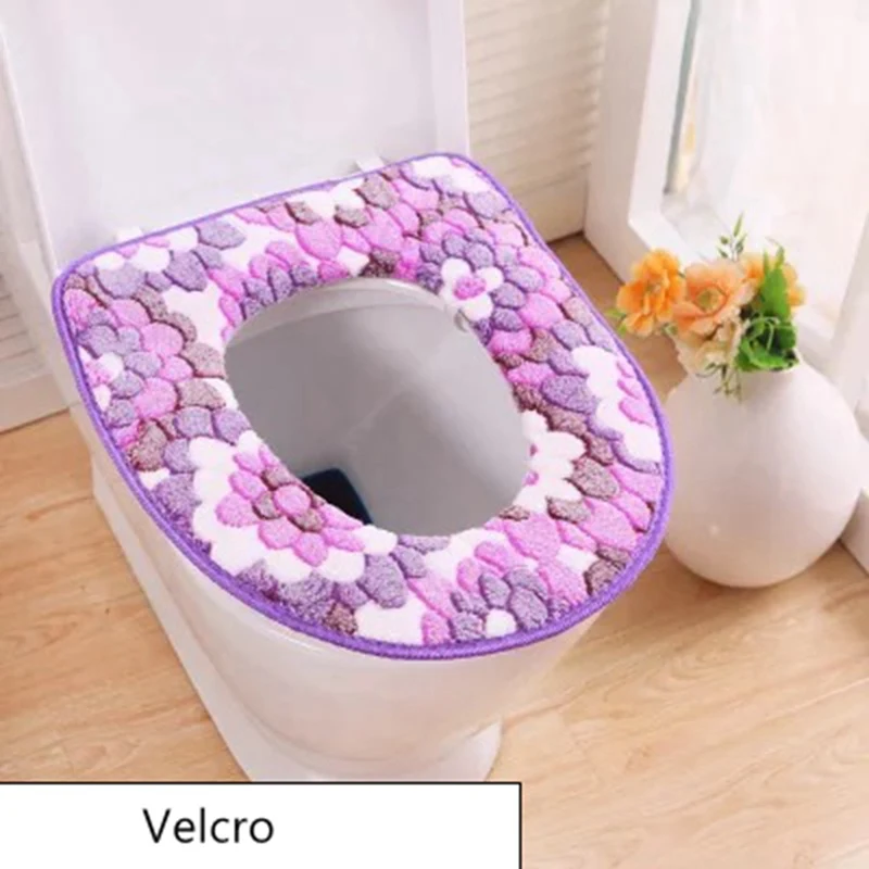 Warm Winter Toilet Seat Cover Bathroom Accessories Washable Mat Coral Fleece Soft Toilet Pad Thick Toilet Cushion Closestool