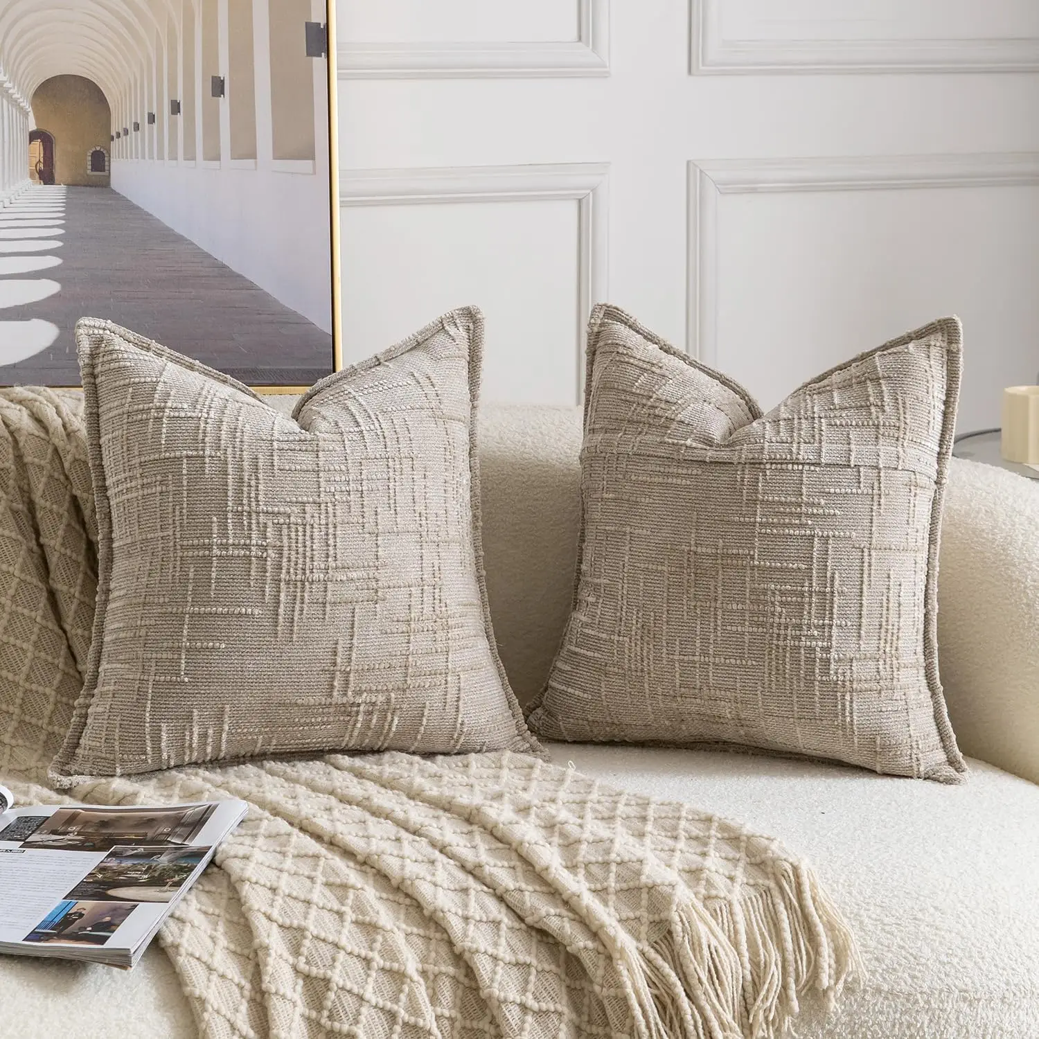 Elegant Soft Decorative Pillowcase - 45x45cm Throw Pillow Cover for Home Decor in Neutral Tones