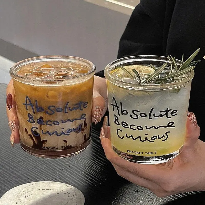 

INS Style Glass Cup Korean Blogger American Latte Coffee Milk Mug Household Transparent Breakfast Water Cups HeatResistant 360ML
