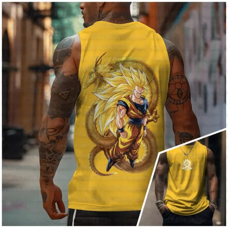 Dragon Ball American Sun Wukong Tank Top Men's Retro Sleeveless T-shirt Trendy, view 5
