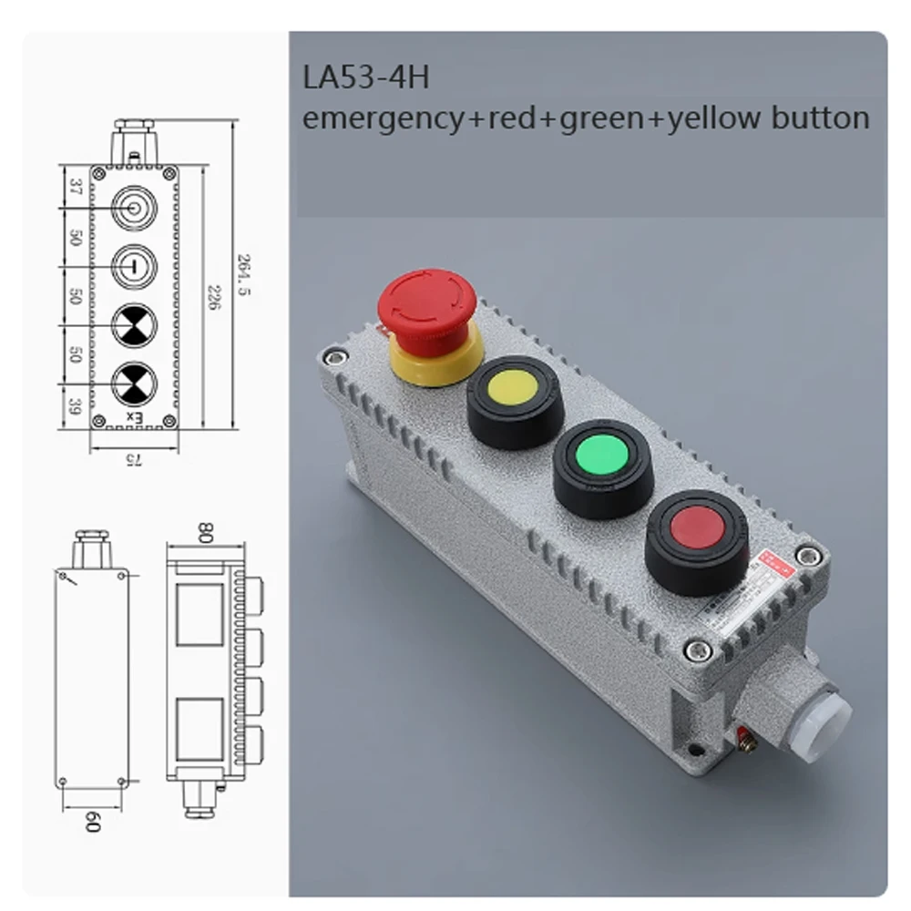2Pcs Explosion Proof Emergency Button Mushroom-shaped Umbrella Machine Panic Switch Security Alarm Aluminium Alloy Control Box
