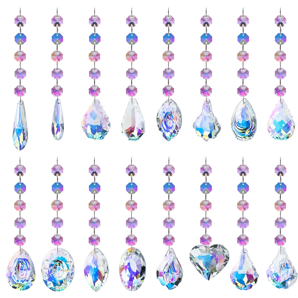 Hanging Crystal Pendant Suncatcher AB Color Rainbow Curtain Pendant Sun Catcher Glass Prism Outdoor Window Home Garden Decor