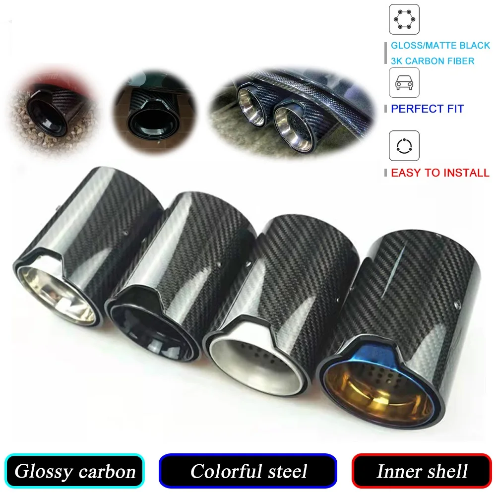 

Upgrade For BMW M 1 2 3 4 5 6 7 8 Series Glossy/Matte Carbon Fiber Escape Car Supplies Exhaust Tip Tail Pipe Muffler Silencer