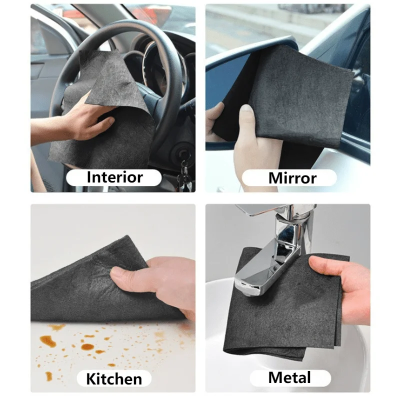 5pcs Magic Cleaning Cloths Reusable Microfiber Washing Rags Car Window Mirror Wipe Towels Rag Household Kitchen Clean Tools