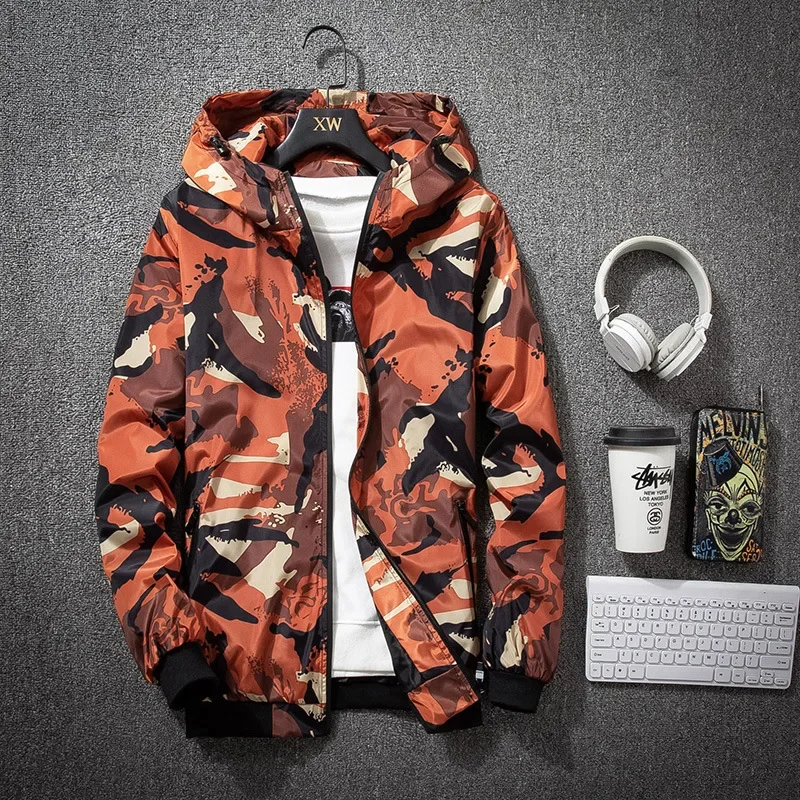 Prowow 2021 New Men Casual Spring Hooded Camouflage Jacket