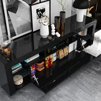 63" Floating TV Stand for 60" TV, LED TV Cabinet w/Power Outlets, Storage and Shelf, Modern High Gloss Media Console Table 4