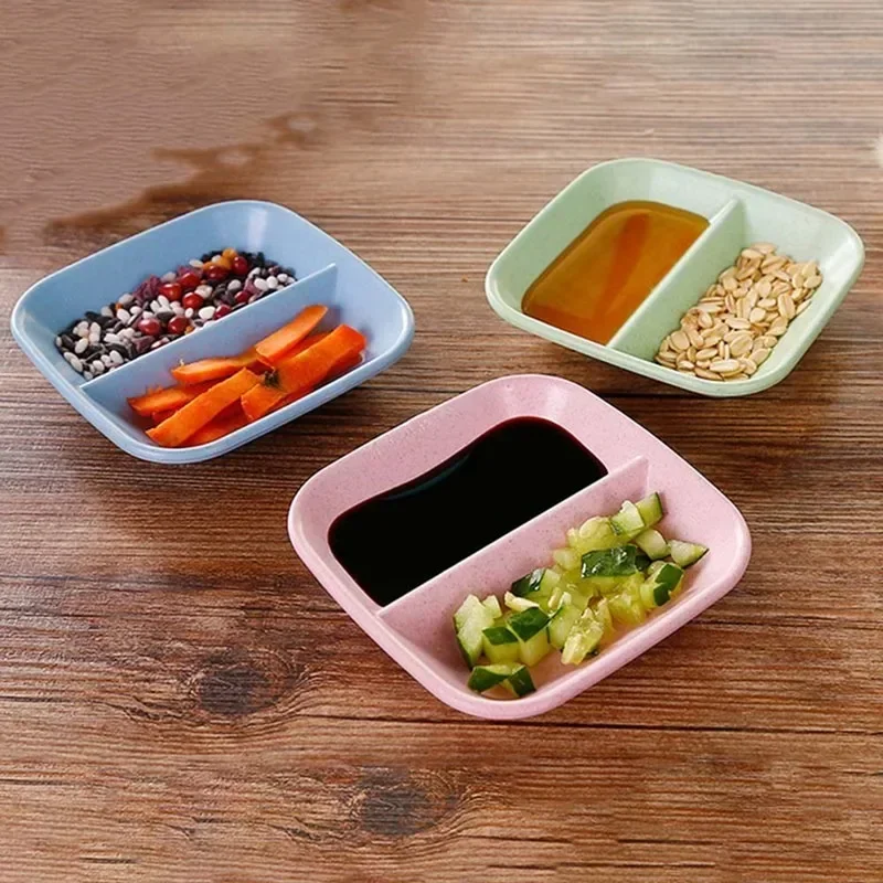Kitchen Seasoning Dish Creative Wheat Straw Dish Plastic Snack Plate Pickles Saucer Household Tableware Sauce Dipping Snack