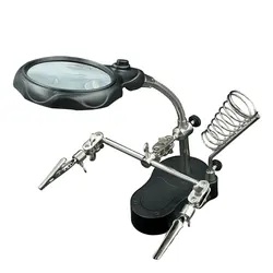 Multifunctional Soldering Station with Magnifying Glass and Adjustable Clamp System (Black)
