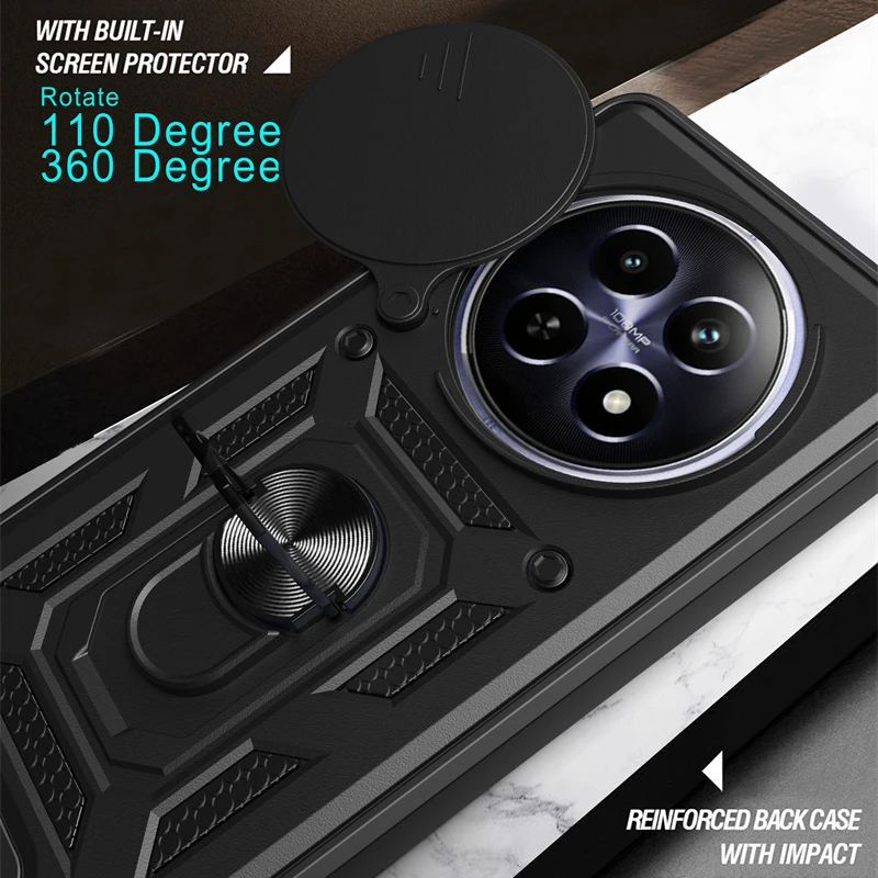 Armor Case For Realme 13 12 Pro 5G 12 Pro+ Plus Cover Lens Protection With Ring Magnetic Holder Coque Fundas Capa 6
