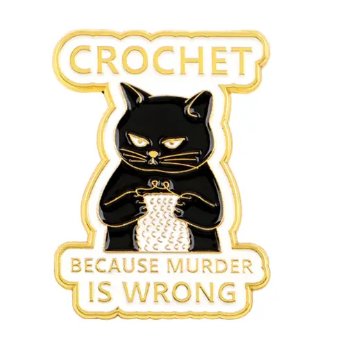 Cartoon Black Cat Crochet Enamel Pin Animal Badges on Backpack Brooches for Women Metal Lapel Pins Cosplay Accessories Toys Gift - Image 4