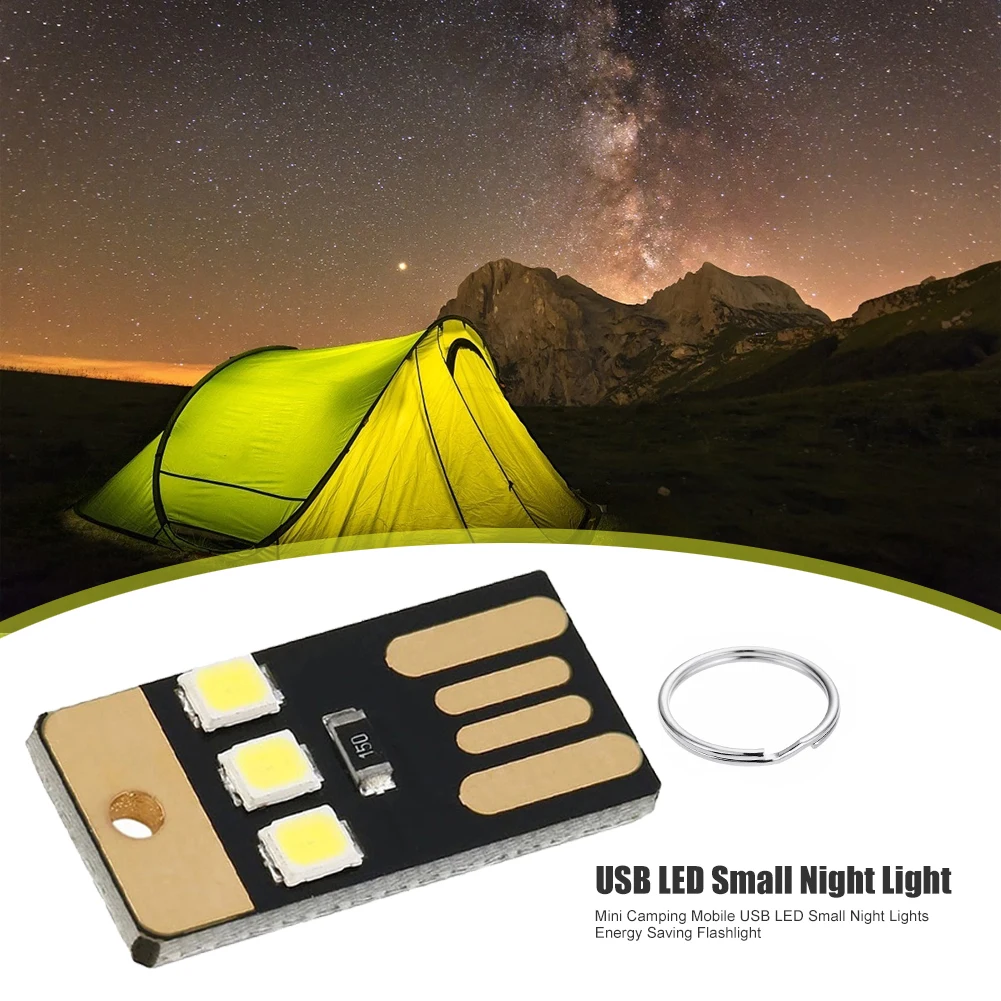 Mini LED Night Light Outdoor Flashlight 1/5Pcs For Camping Hiking Emergency 0.2W 5V Ultra-thin Chips Pocket Card Lamp