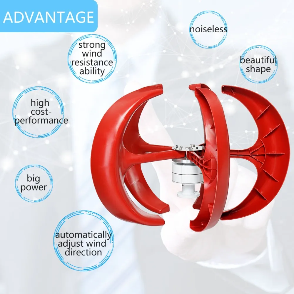 Home 3000W Small Vertical Axis Wind Turbine Generator 3KW 12V 24V 48V with MPPT Low Noise Windmill for Farm