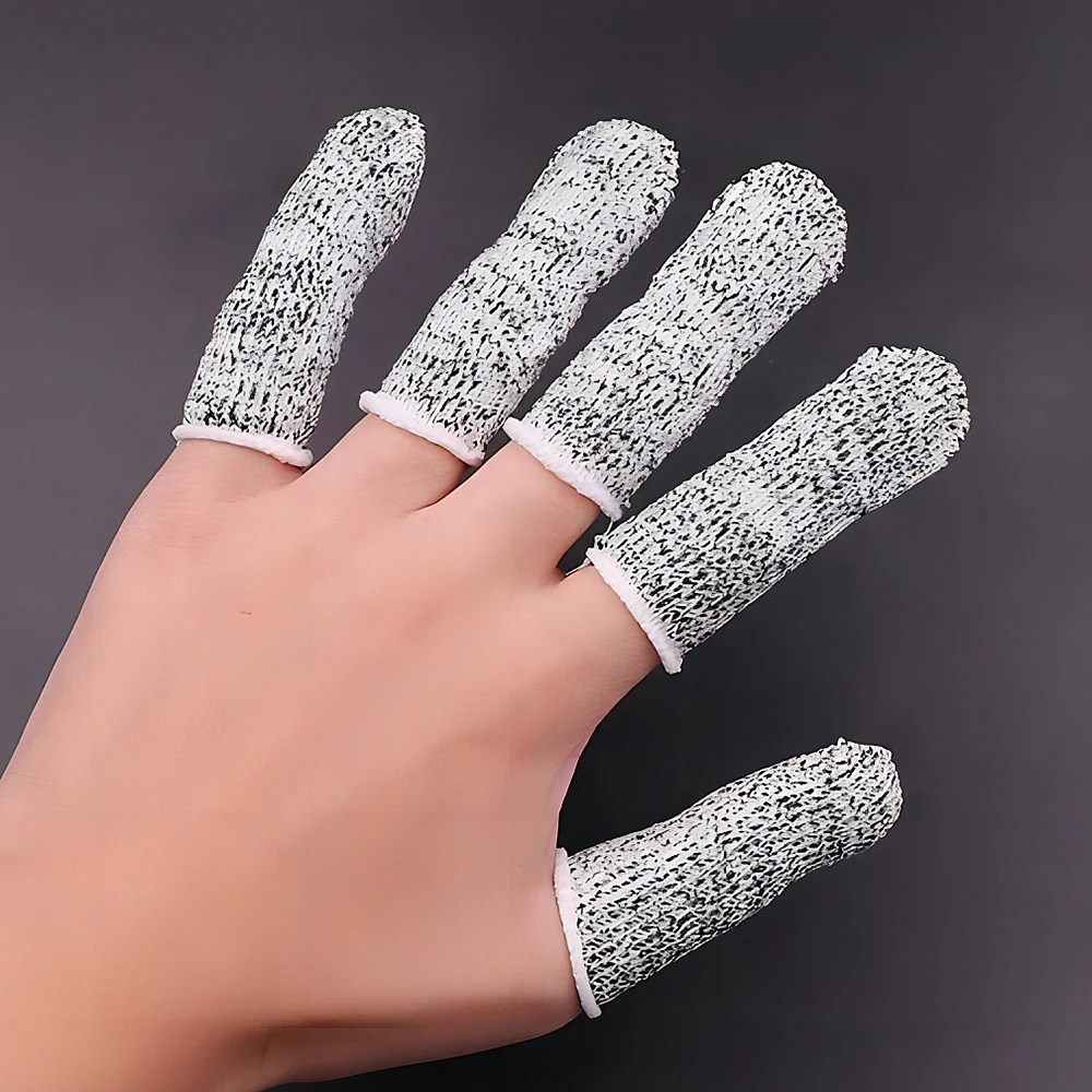 20Pcs Anti-Cut Finger Cover Finger Protector Sleeve Level 5 High-Strength Safety Flexible Anti Cut Fingertip Gloves Kitchen Tool