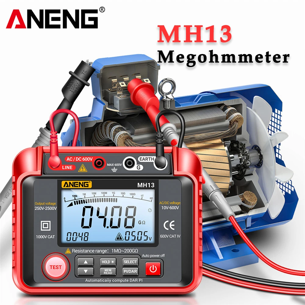 

ANENG MH13 Digital Multimeter Megometro Ohm Tester Insulation Earth High Megohmmeter Tool Voltage Megger Resistance Meter Tester