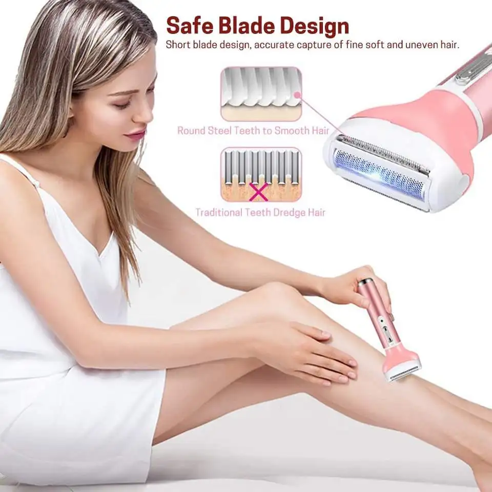 Kemei 4in1 Lady Shaver Legs Facial Body women electric shaver Eyebrow trimmer bikini Nose Ear Trimmer hair removal electric shaver body hair trimmer electric eyebrow trimmer