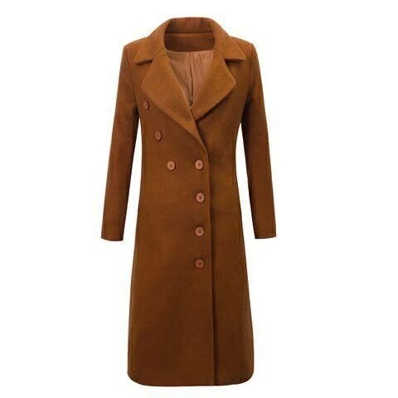 Female Woolen Coat Velvet 2023Women's Double-Breasted Woolen Coat Spring And Autumn Woolen Coat Fashion Suit Collar ThickTrench
