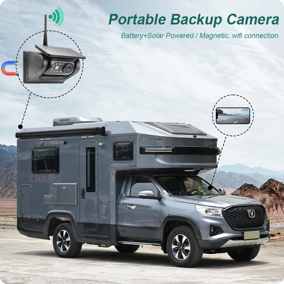 Wireless Backup Camera Battery Powered Magnetic Base 5 Monitor