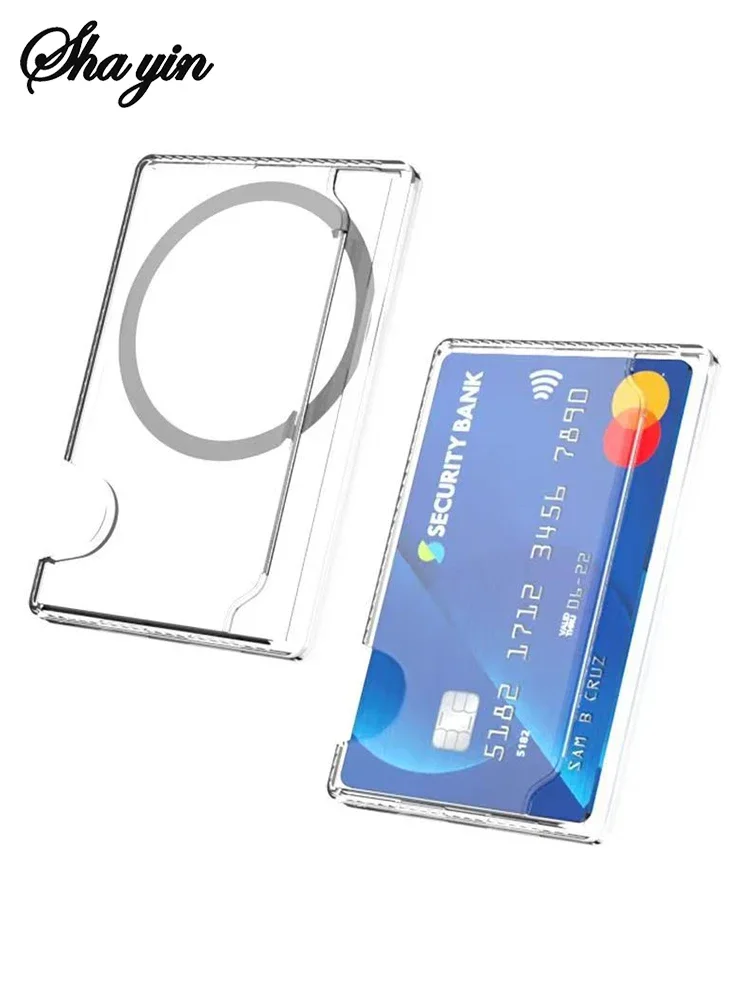 Magnetischer, durchsichtiger Kartenhalter, Brieftasche aus Kunststoff, starke Adsorptionshülle, tragbare Kartenfächer, Abdeckung für Apple Phone Android für Männer und Frauen – Detail 5
