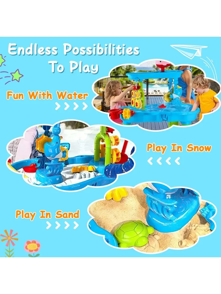 Children's sand and water table toddler water activity table rain shower game table toys 2
