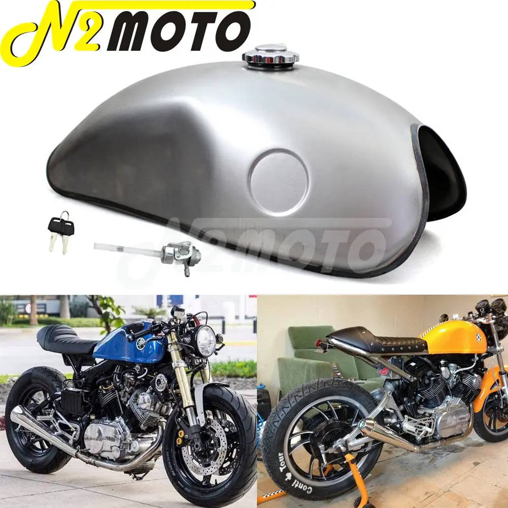 

Retro Unpainted Motorcycle Fuel Tank for Cafe Racer Yamaha Suzuki Honda Kawasaki BMW 10 Liter 2.6 Gallon Gas Petrol Oil Tank