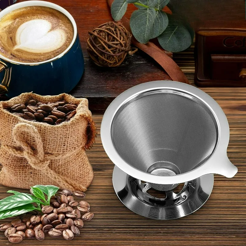 Pour Over Coffee Dripper 304 Stainless Steel Filter Paperless Reusable Filter Single Cup Fine Mesh Coffee Maker Home Made Tools 4