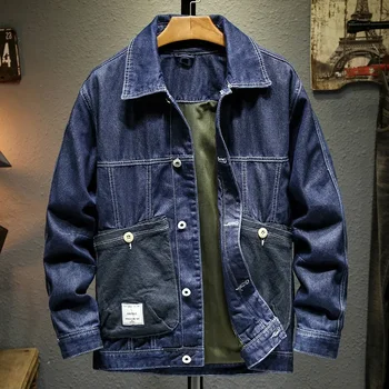 2024 New Men's Denim Jacket Trendy Vintage Top Long Sleeve Casual Style Loose Fit China Made