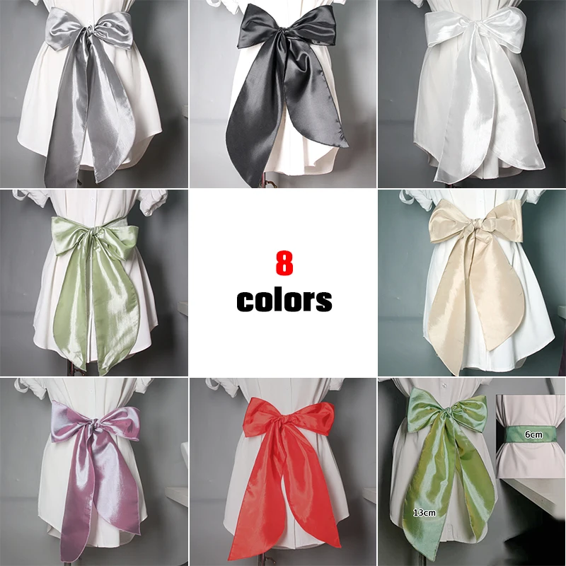 Cinturón de lazo grande con lazo, cinta de seda satinada, Obi