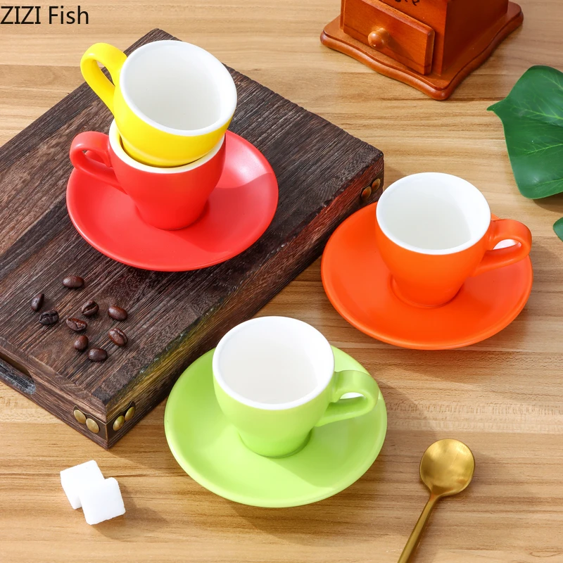 75ml Espresso Cup Thickened Ceramic Coffee Cup and Saucer Small Milk Tea  Cups Tea Mug Office