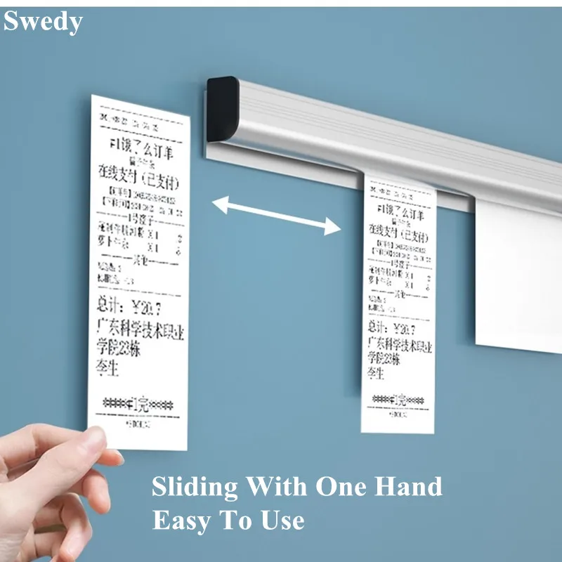 Aluminum Take-out List Ticket Tab Bill Receipt Clip Hanging Bar Kitchen Order Document Holder Tool Menu Paper Clip Organizer