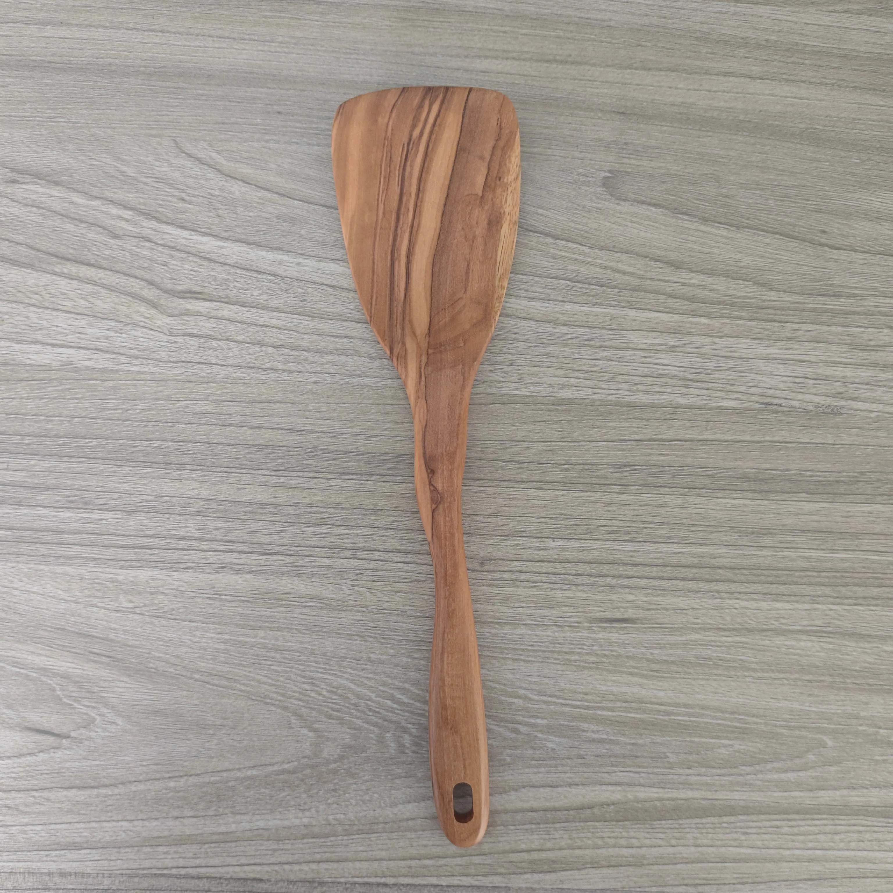 Wooden Kitchenware Set Spatula Noodle Scoop and Strainer Olive Wood Curved Handle Kitchen Shovel Spoon Six Piece Set IK