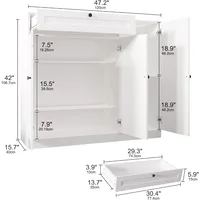 Shoe Storage Cabinet with 3 Doors, 5-Tier Shoe Cabinet with Drawer, 42" Tall Shoe Cabinet Storage with Adjustable Shelves, 2