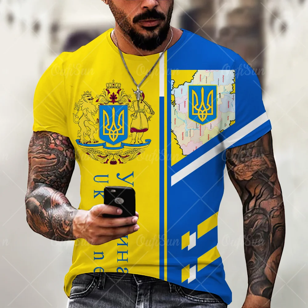 Vintage 3D Printed T-Shirts for Men Ukrainian T Shirt Men Clothing New Flag Short Sleeves Summer Fashion O-Neck Harajuku Top Tee