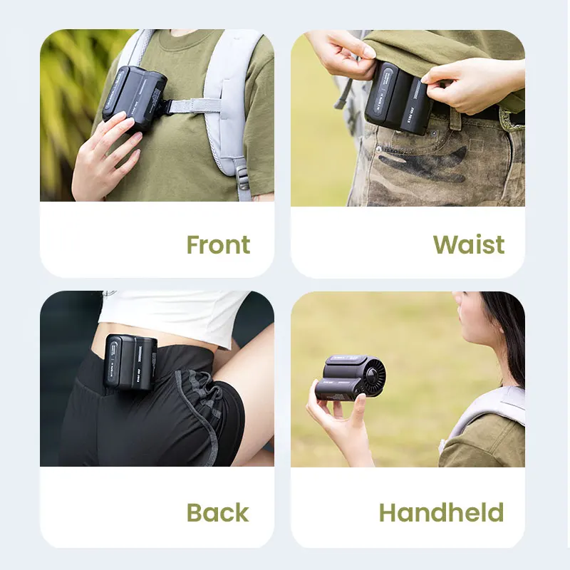 Portable Fan 4500mAh Powerful Rechargeable Mini Waist With 3 Speeds Strong Wearable Clip Belt Fan for Outdoor Traveling Fishing 4