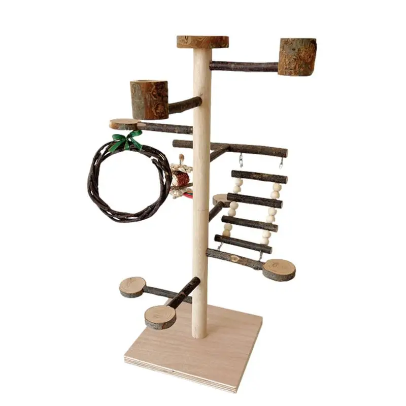 

Bird Playground Parrot Play Stand Wood Toy Parrot Stand Desktop Interactive Feeding Parrot Toy Bird Playground Training Wood set