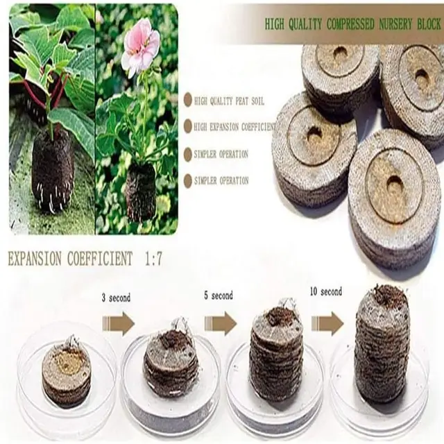 Sűrített Tápanyag Talaj Óvodai Táplálkozási Blokk 10/30/50Db 30 Mm -Es Jiffy Tőzegpelletek Palánták Indító Vetőmag - Image 5