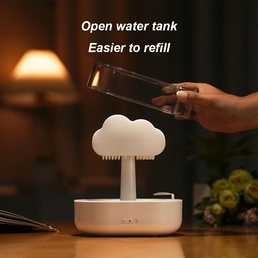 Water Drops Sounds Diffuser Stress Relief Rain Cloud Night Light Rechargable 7 Colors Home Bedroom Desk Decoration