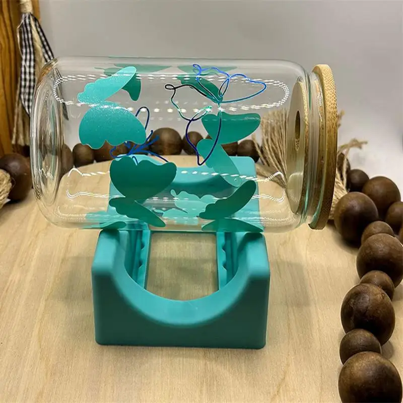 Small Silicone Mug Glass Cup Cradle with Builtsin Slot Tumbler Holder for Crafts Decals Small