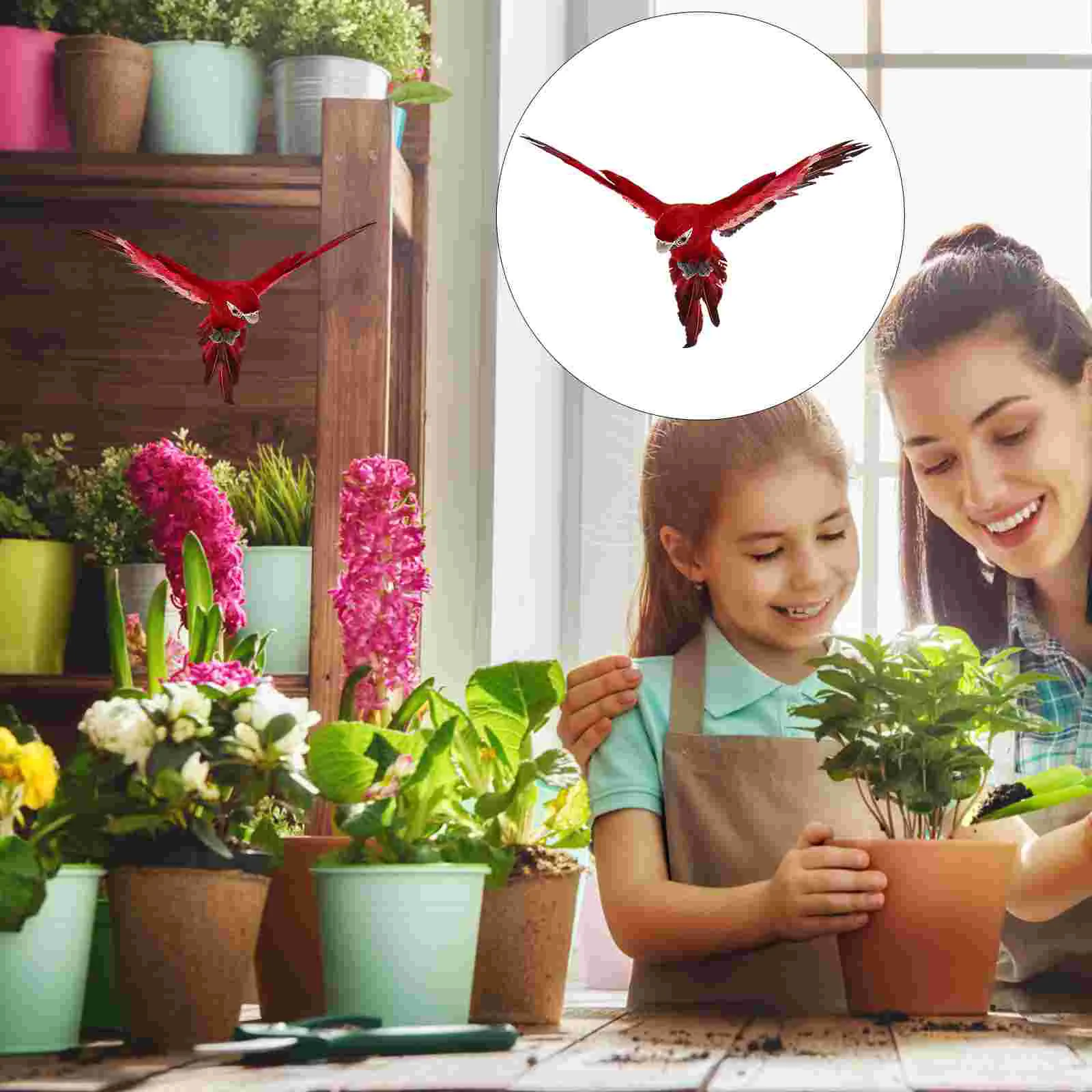 

Parrot Birds Figurines Flapping Macaw Animals Figures Educational Table Garden for Kids Adults Birds Gifts Red