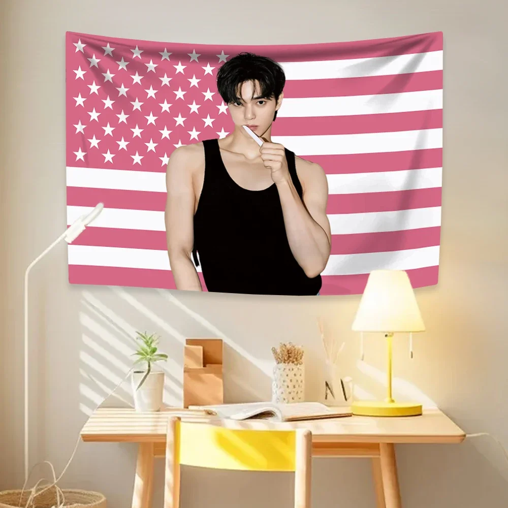 Song Kangs American Flag Tapestry Korean Actor Prints Home Decor Wall Hanging Bedroom Dorm Background Cloth Fans Friend Gift