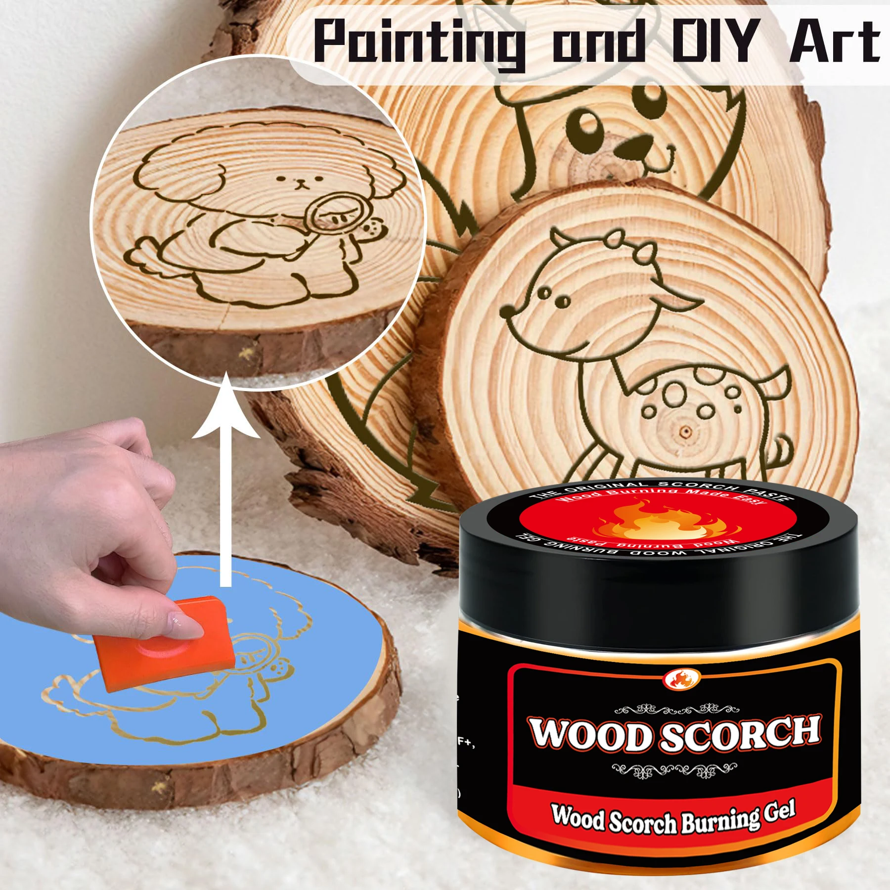 Wooden Burning Paste, Wood Burn Gel for Crafting, Drawing and DIY Arts, Create Beautiful Art in Minutes, Personalize Your Craft